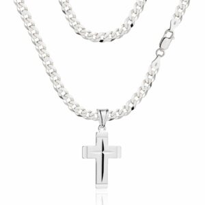 SREBRNY ŁAŃCUSZEK PANCERKA Z KRZYŻYKIEM 925 - 3,8MM