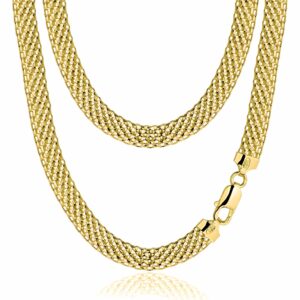 POZŁACANY SREBRNY ŁAŃCUSZEK TUB 925 585 - 8MM