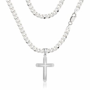 SREBRNY ŁAŃCUSZEK PANCERKA Z KRZYŻYKIEM 925 - 3,8MM