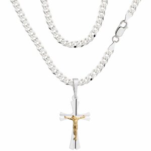 SREBRNY ŁAŃCUSZEK PANCERKA Z KRZYŻYKIEM 925 - 3,8MM