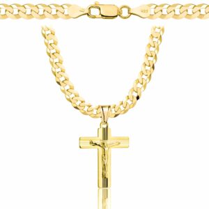 POZŁACANY SREBRNY ŁAŃCUSZEK PANCERKA Z KRZYŻYKIEM 925 585 - 5MM