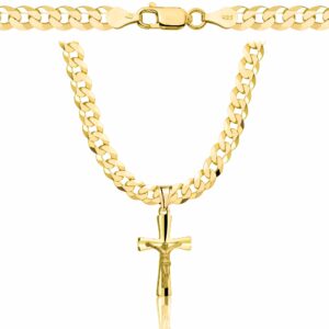 POZŁACANY SREBRNY ŁAŃCUSZEK PANCERKA Z KRZYŻYKIEM 925 585 - 5MM