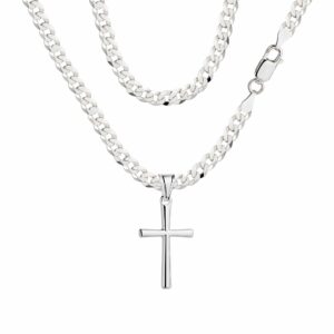 SREBRNY ŁAŃCUSZEK PANCERKA Z KRZYŻYKIEM 925 - 3,8MM