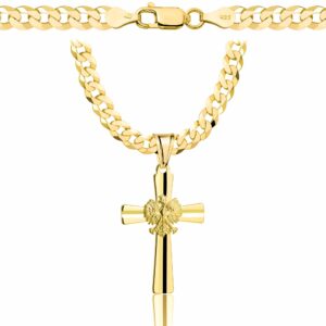 POZŁACANY SREBRNY ŁAŃCUSZEK PANCERKA Z KRZYŻYKIEM 925 585 - 5MM