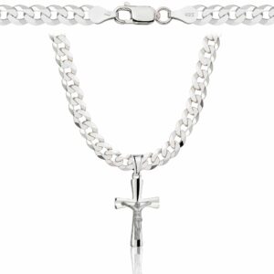 SREBRNY ŁAŃCUSZEK PANCERKA Z KRZYŻYKIEM 925 - 5MM