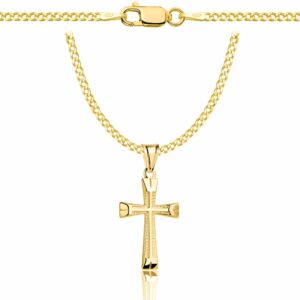 POZŁACANY SREBRNY ŁAŃCUSZEK PANCERKA Z KRZYŻYKIEM 925 585 - 2MM