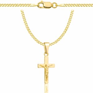 POZŁACANY SREBRNY ŁAŃCUSZEK PANCERKA Z KRZYŻYKIEM 925 585 - 2MM