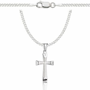 SREBRNY ŁAŃCUSZEK PANCERKA Z KRZYŻYKIEM 925 - 2MM