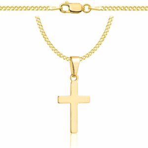 POZŁACANY SREBRNY ŁAŃCUSZEK PANCERKA Z KRZYŻYKIEM 925 585 - 2MM