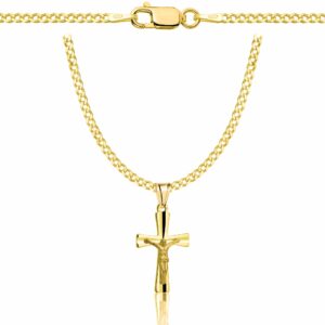 POZŁACANY SREBRNY ŁAŃCUSZEK PANCERKA Z KRZYŻYKIEM 925 585 - 2MM