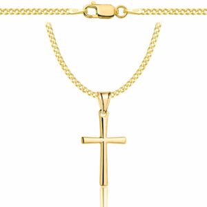 POZŁACANY SREBRNY ŁAŃCUSZEK PANCERKA Z KRZYŻYKIEM 925 585 - 2MM