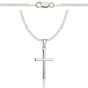 SREBRNY ŁAŃCUSZEK PANCERKA Z KRZYŻYKIEM 925 - 2MM