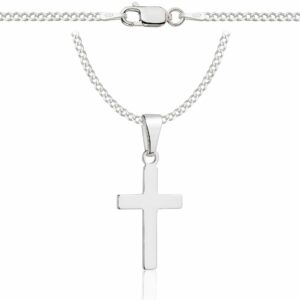 SREBRNY ŁAŃCUSZEK PANCERKA Z KRZYŻYKIEM 925 - 2MM