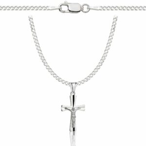 SREBRNY ŁAŃCUSZEK PANCERKA Z KRZYŻYKIEM 925 - 2MM