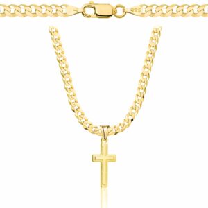 POZŁACANY SREBRNY ŁAŃCUSZEK PANCERKA Z KRZYŻYKIEM 925 585 - 3,8MM