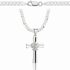 SREBRNY ŁAŃCUSZEK PANCERKA Z KRZYŻYKIEM 925 - 3,8MM