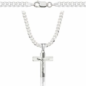 SREBRNY ŁAŃCUSZEK PANCERKA Z KRZYŻYKIEM 925 - 3,8MM