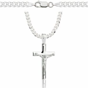 SREBRNY ŁAŃCUSZEK PANCERKA Z KRZYŻYKIEM 925 - 3,8MM