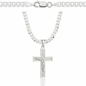 SREBRNY ŁAŃCUSZEK PANCERKA Z KRZYŻYKIEM 925 - 3,8MM