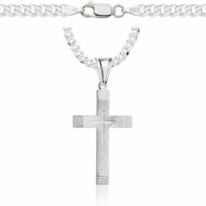 SREBRNY ŁAŃCUSZEK PANCERKA Z KRZYŻYKIEM 925 - 3,8MM