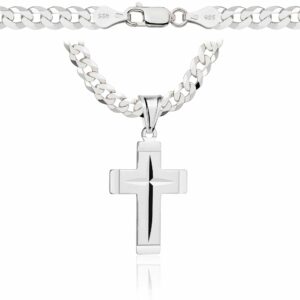 SREBRNY ŁAŃCUSZEK PANCERKA Z KRZYŻYKIEM 925 - 5,6MM