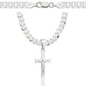SREBRNY ŁAŃCUSZEK PANCERKA Z KRZYŻYKIEM 925 - 5,6MM