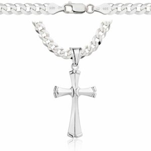 SREBRNY ŁAŃCUSZEK PANCERKA Z KRZYŻYKIEM 925 - 5,6MM