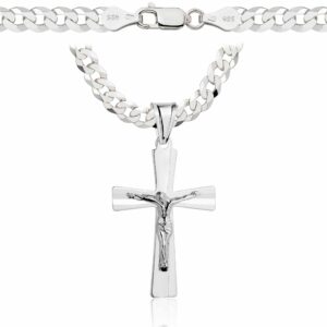 SREBRNY ŁAŃCUSZEK PANCERKA Z KRZYŻYKIEM 925 - 5,6MM