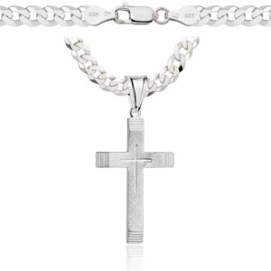 SREBRNY ŁAŃCUSZEK PANCERKA Z KRZYŻYKIEM 925 - 5,6MM