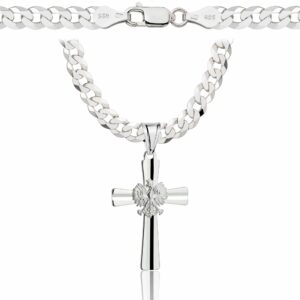 SREBRNY ŁAŃCUSZEK PANCERKA Z KRZYŻYKIEM 925 - 5,6MM
