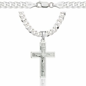 SREBRNY ŁAŃCUSZEK PANCERKA Z KRZYŻYKIEM 925 - 5,6MM