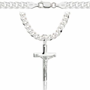 SREBRNY ŁAŃCUSZEK PANCERKA Z KRZYŻYKIEM 925 - 5,6MM