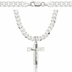 SREBRNY ŁAŃCUSZEK PANCERKA Z KRZYŻYKIEM 925 - 5,6MM