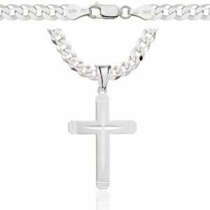 SREBRNY ŁAŃCUSZEK PANCERKA Z KRZYŻYKIEM 925 - 5,6MM