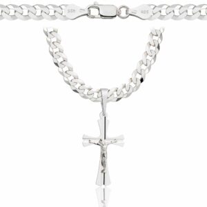 SREBRNY ŁAŃCUSZEK PANCERKA Z KRZYŻYKIEM 925 - 5,6MM