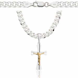 SREBRNY ŁAŃCUSZEK PANCERKA Z KRZYŻYKIEM 925 - 5,6MM