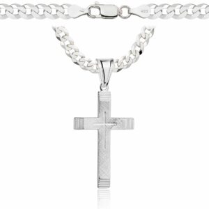 SREBRNY ŁAŃCUSZEK PANCERKA Z KRZYŻYKIEM 925 - 5MM