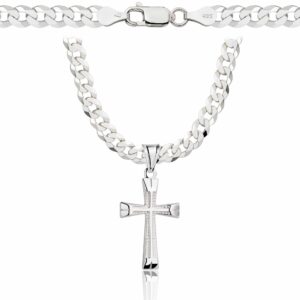 SREBRNY ŁAŃCUSZEK PANCERKA Z KRZYŻYKIEM 925 - 5MM