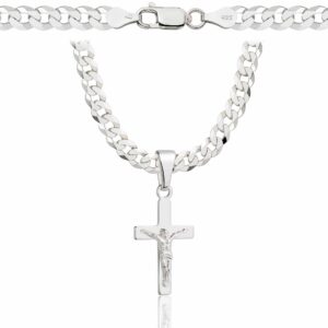 SREBRNY ŁAŃCUSZEK PANCERKA Z KRZYŻYKIEM 925 - 5MM