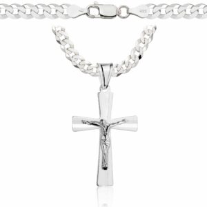 SREBRNY ŁAŃCUSZEK PANCERKA Z KRZYŻYKIEM 925 - 5MM