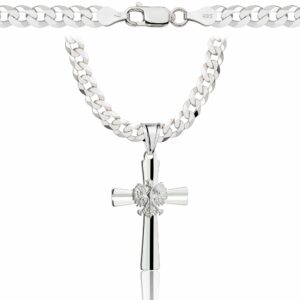 SREBRNY ŁAŃCUSZEK PANCERKA Z KRZYŻYKIEM 925 - 5MM
