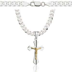 SREBRNY ŁAŃCUSZEK PANCERKA Z KRZYŻYKIEM 925 - 5MM