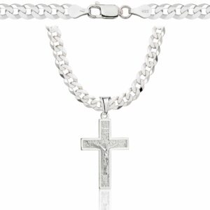 SREBRNY ŁAŃCUSZEK PANCERKA Z KRZYŻYKIEM 925 - 5MM