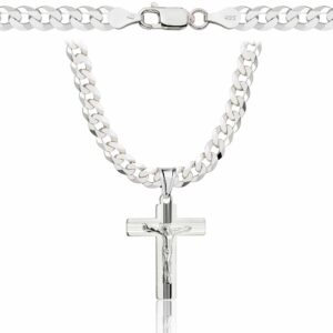 SREBRNY ŁAŃCUSZEK PANCERKA Z KRZYŻYKIEM 925 - 5MM