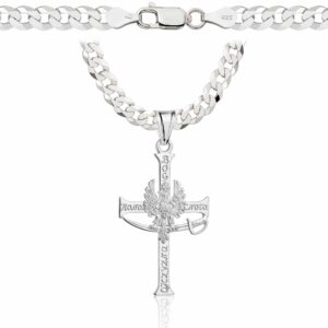 SREBRNY ŁAŃCUSZEK PANCERKA Z KRZYŻYKIEM 925 - 5MM