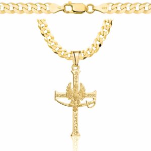 POZŁACANY SREBRNY ŁAŃCUSZEK PANCERKA Z KRZYŻYKIEM 925 585 - 5MM