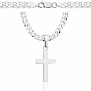 SREBRNY ŁAŃCUSZEK PANCERKA Z KRZYŻYKIEM 925 - 5MM