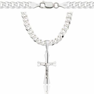 SREBRNY ŁAŃCUSZEK PANCERKA Z KRZYŻYKIEM 925 - 5MM