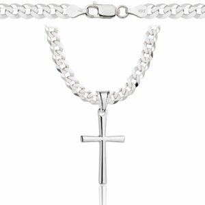 SREBRNY ŁAŃCUSZEK PANCERKA Z KRZYŻYKIEM 925 - 5MM