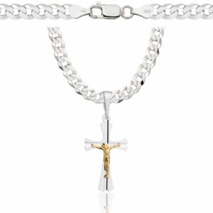 SREBRNY ŁAŃCUSZEK PANCERKA Z KRZYŻYKIEM 925 - 5MM